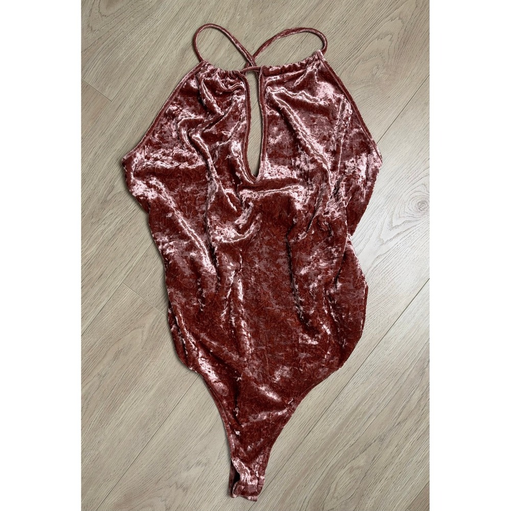Forever 21 Plus Size Crushed Velvet Strappy Thong Bodysuit